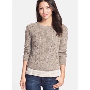 Lucky Brand Cable Knit Crew Cropped Sweater